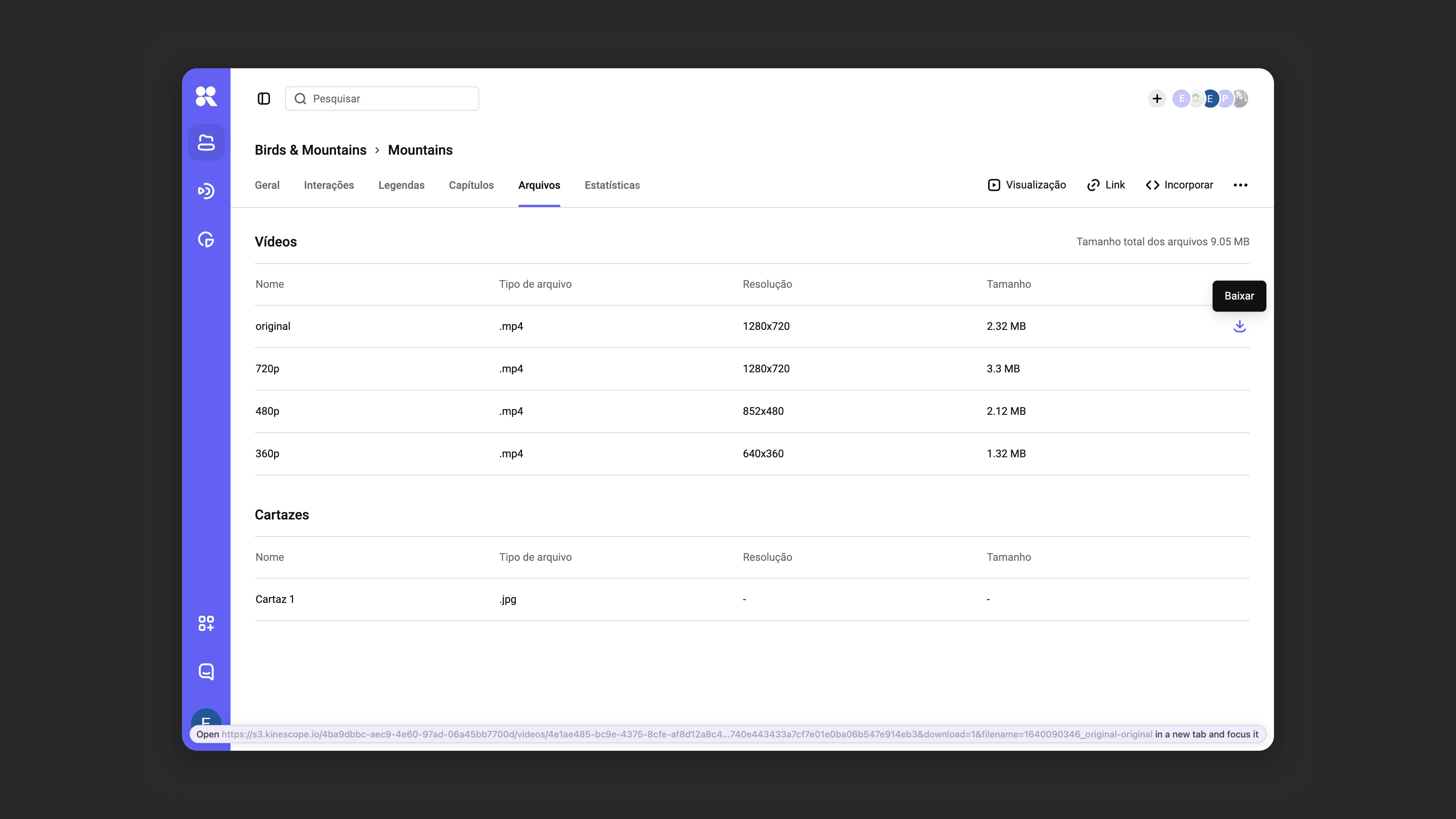 Lista de resoluções de vídeo disponíveis