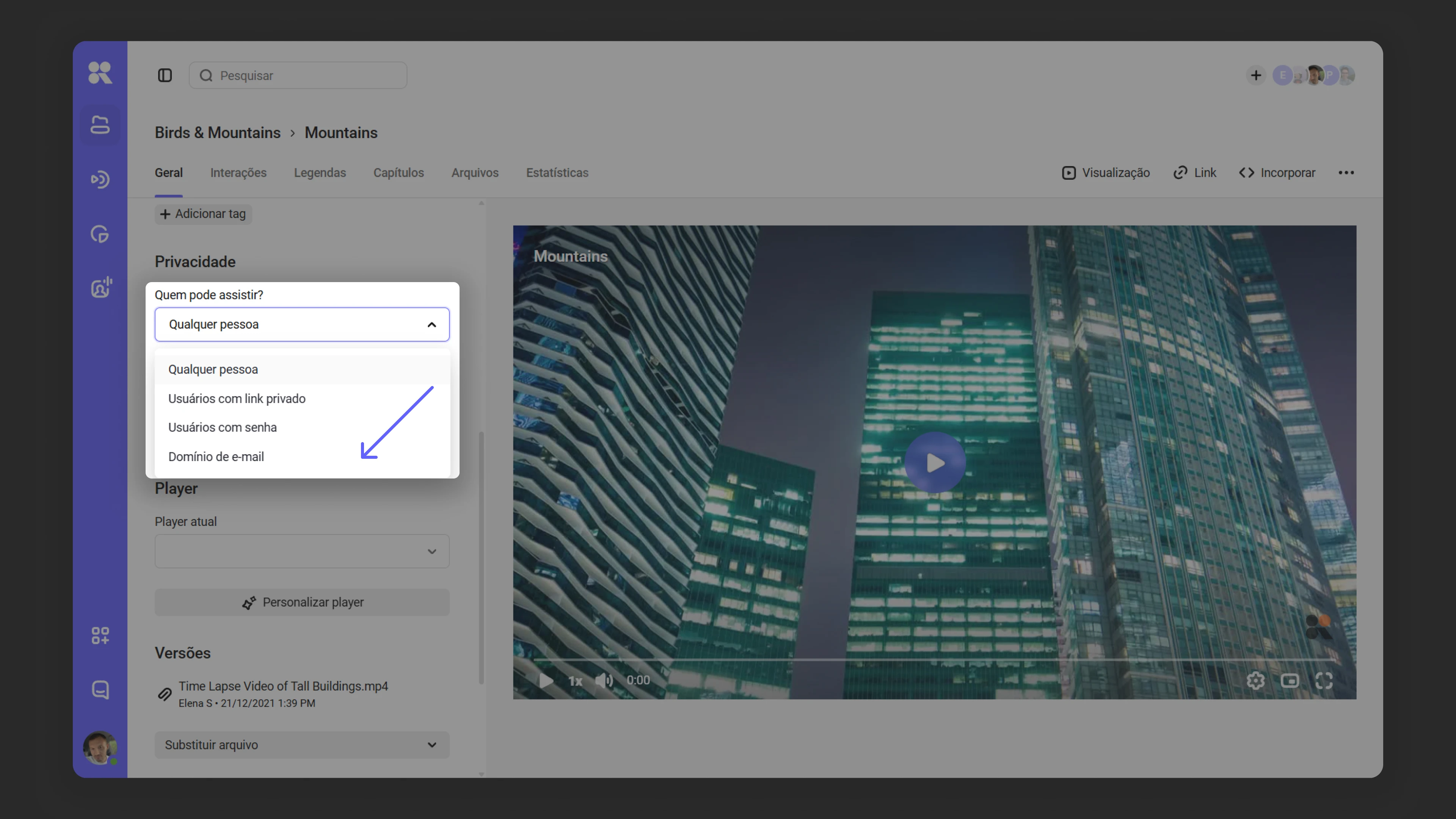 Configurando as configurações de privacidade para acesso por domínio de e-mail