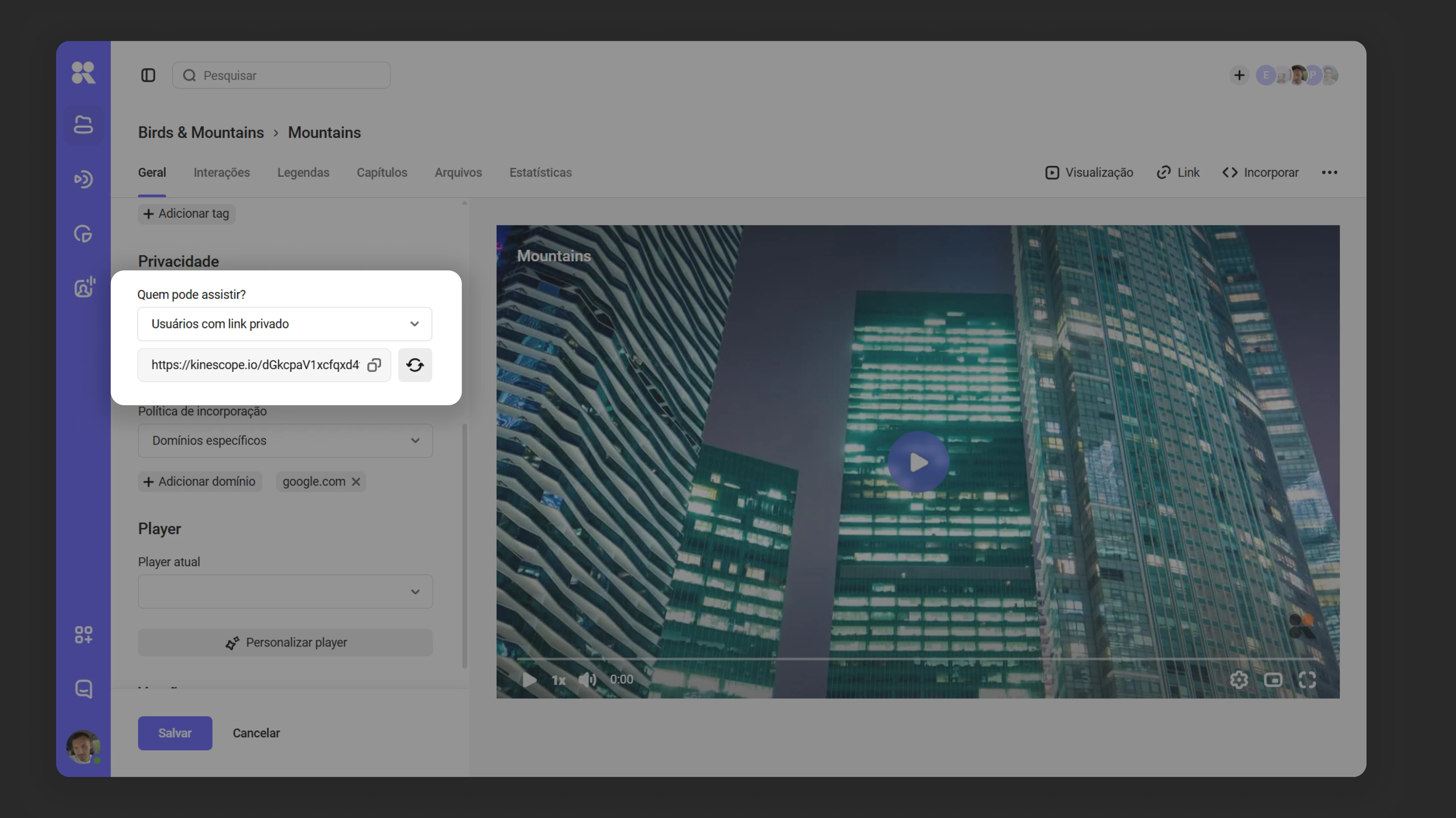 Configurando um link privado