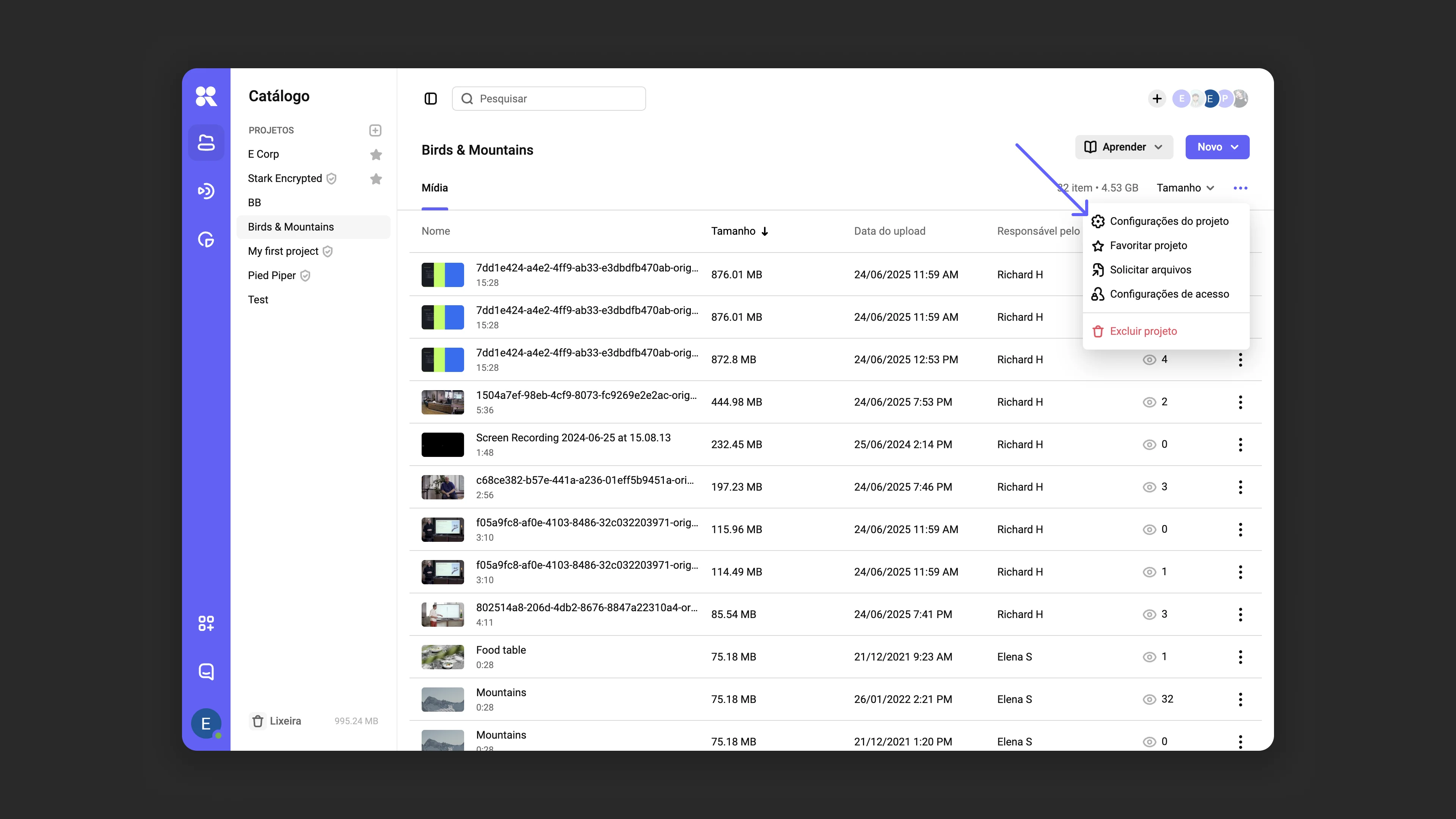 Abrindo as configurações do projeto para ativar o DRM