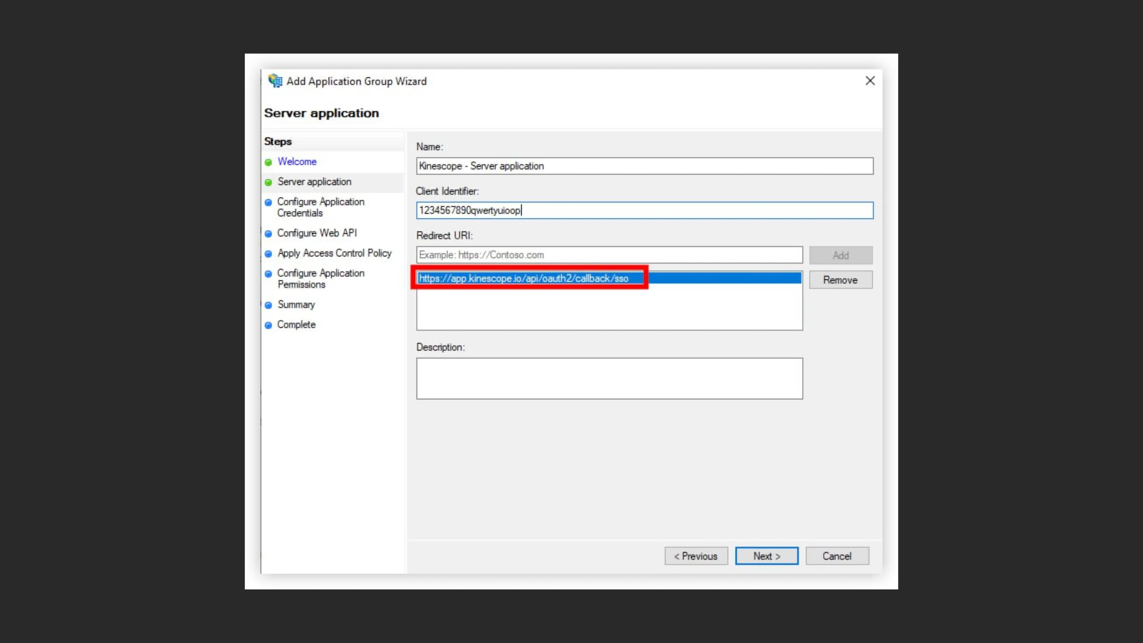 Configurando Aplicação de Servidor no AD FS