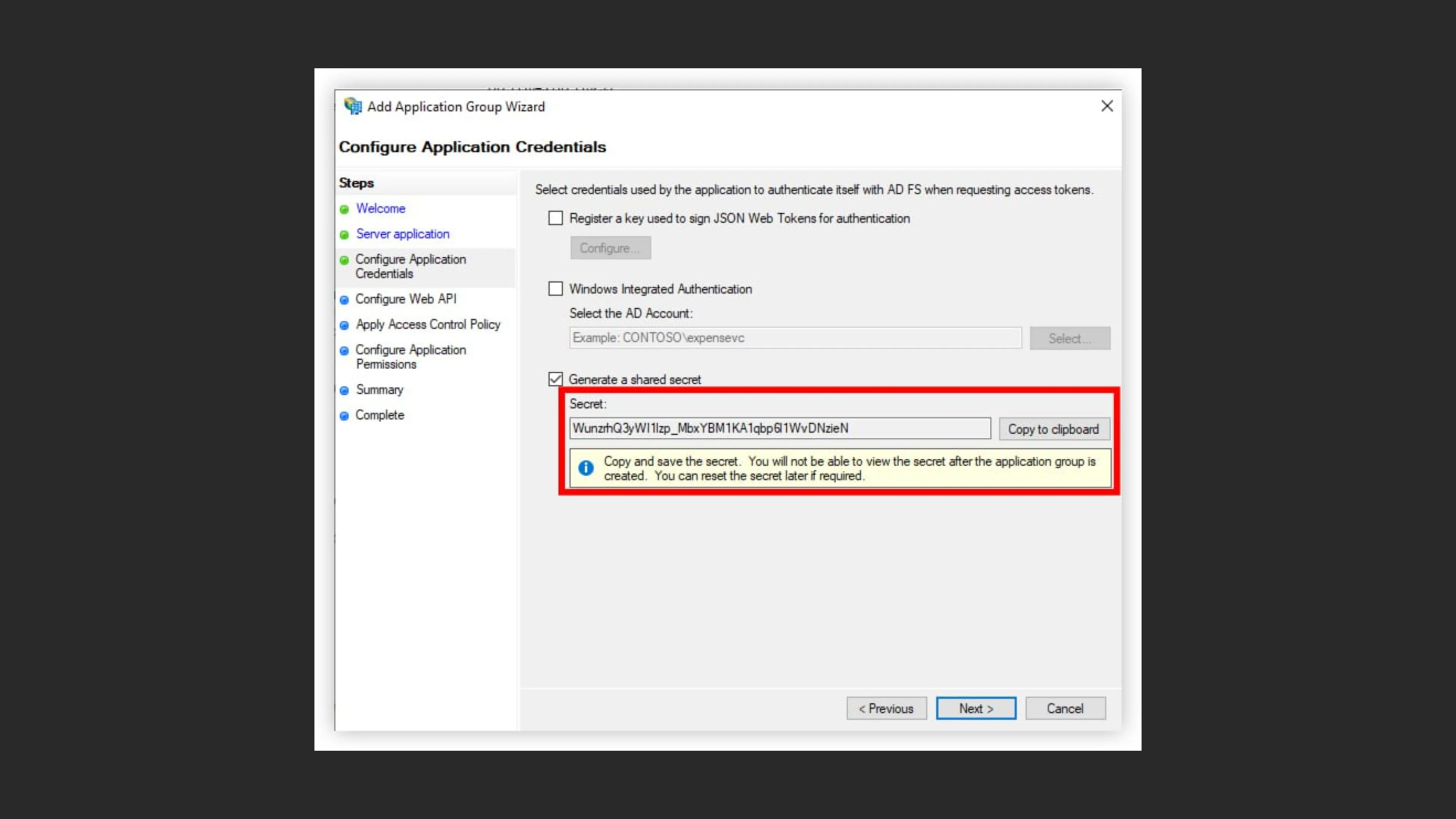 Configurando credenciais no AD FS